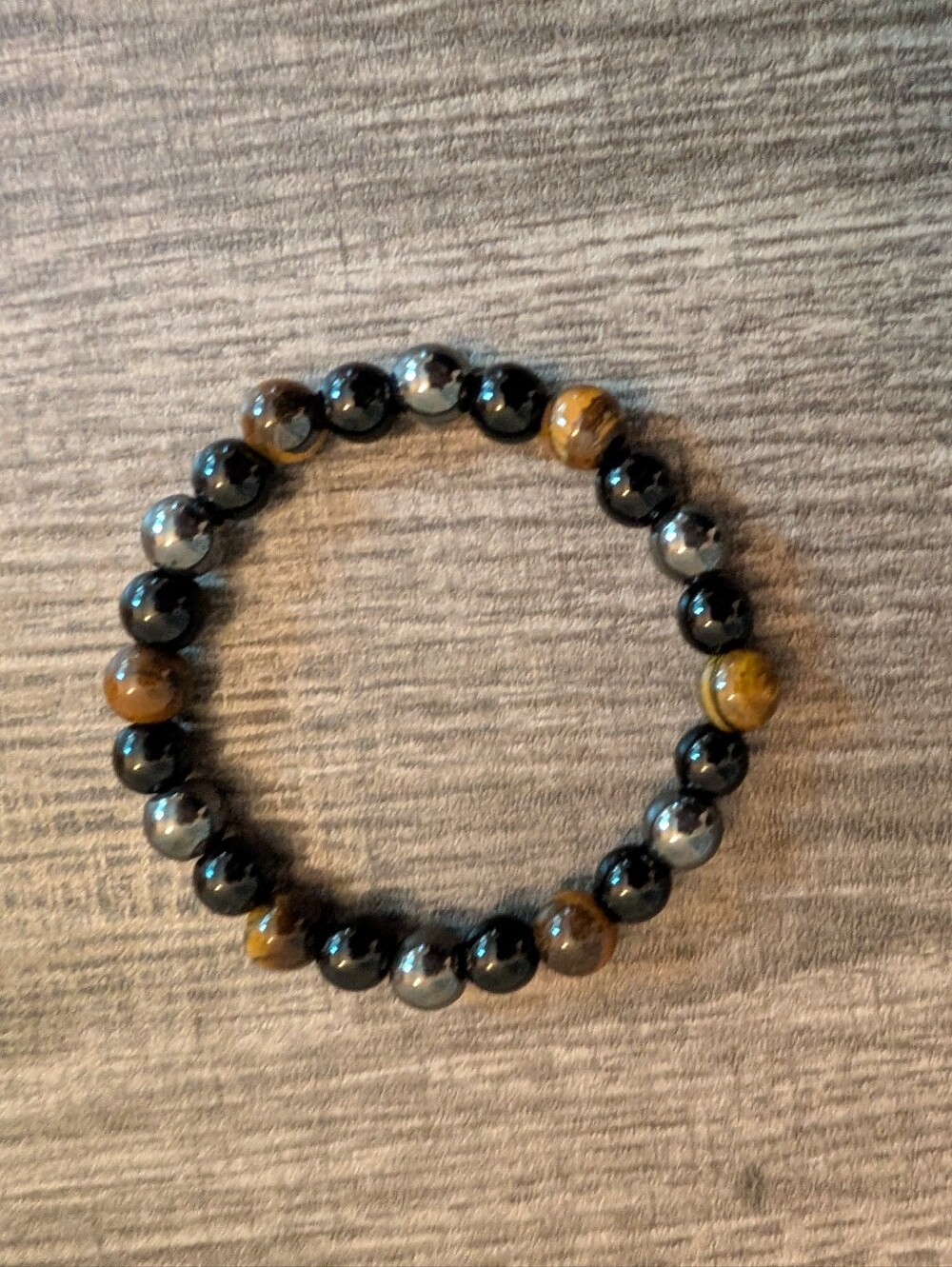 Hematite, Tiger's Eye, Obsidian- Protective Stone Stretch Bracelet